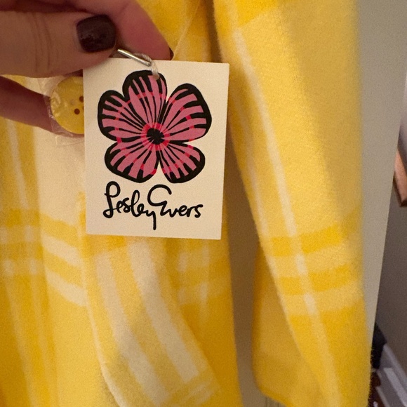 NWT Leslie Evers NATALIE coat Lemon Yellow Plaid size M/L - Picture 2 of 4